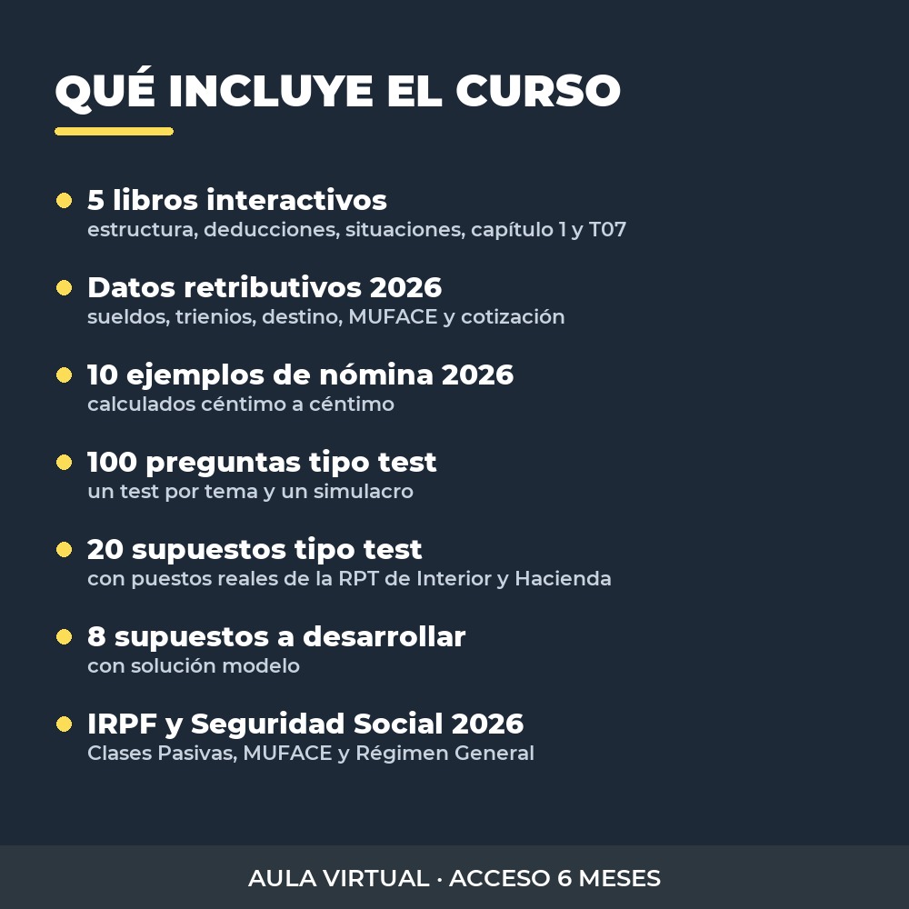 Qué incluye el curso de nóminas de los empleados públicos