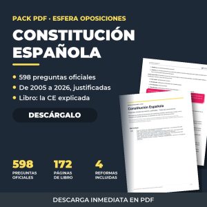 Pack Constitución Española: 598 preguntas oficiales + libro explicado (PDF)